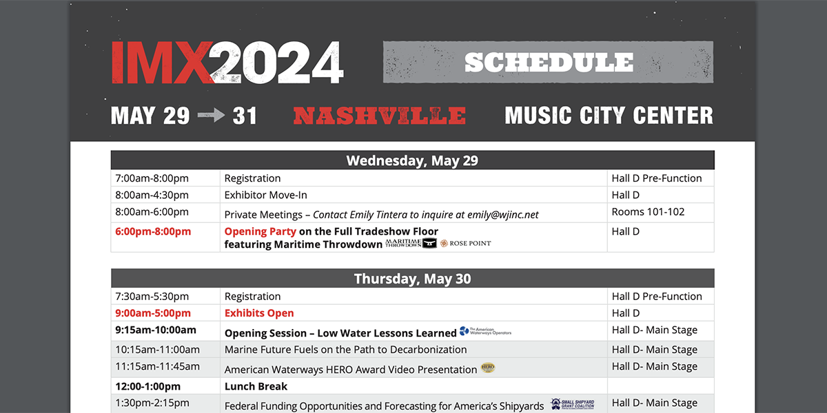 2025 Schedule Inland Marine Expo